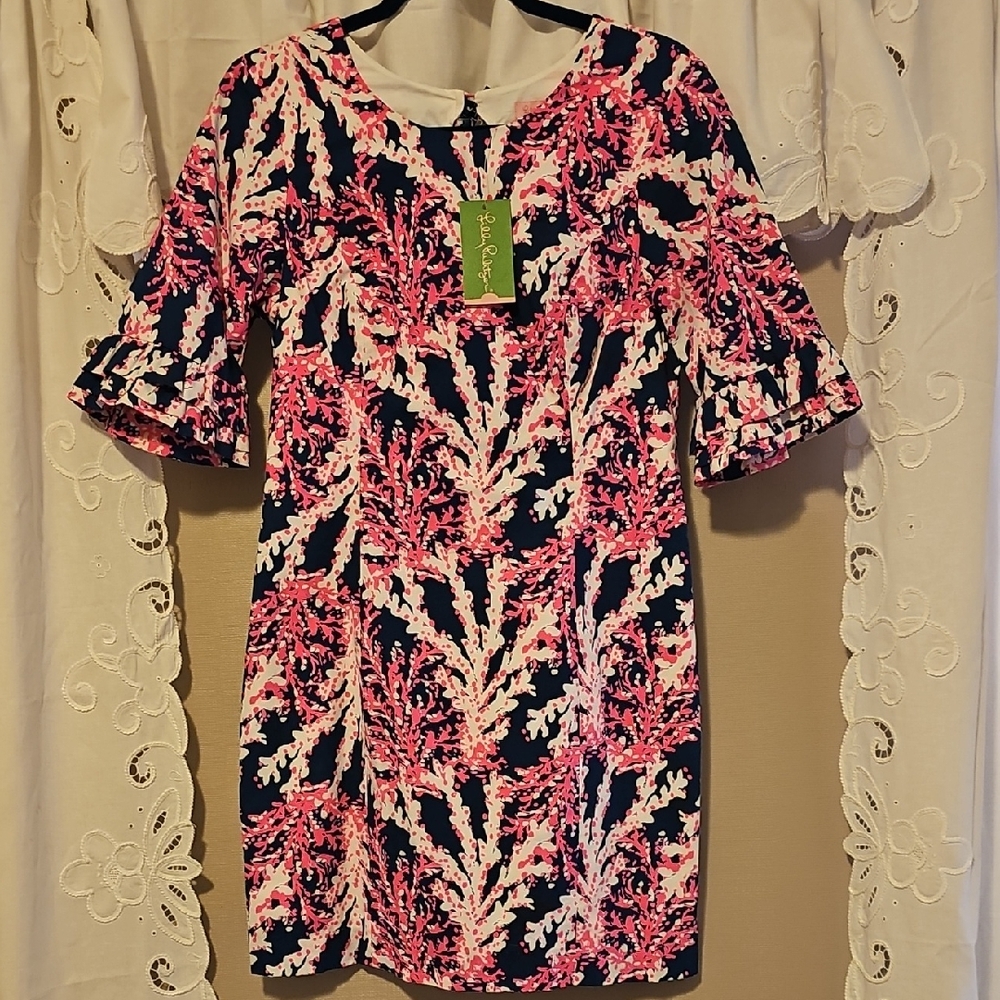Lilly Pulitzer Nauti Navy with Pink & Coral Floral Shift Dress